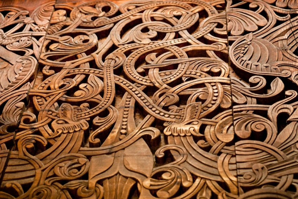 The detailed carvings on Viking longboats