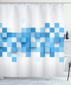 3D Mosaic Geometric Print Abstract Shower Curtain for Designer Bathroom Decor