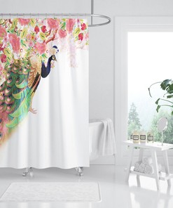 3D Peacock Shower Curtain - Waterproof Fiber for Bathroom and Home Decor