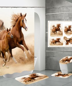 3D Steed Horse Animal Print Bathroom Shower Curtain Home Decor