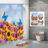 3D Sunflower Butterfly Bathroom Shower Curtain Home Decor
