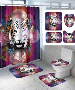 3D Tiger Animal Bathroom Shower Curtain Home Decor