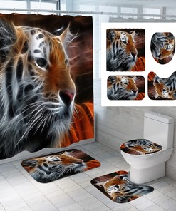 3D Tiger Animal Printed Waterproof Bathroom Shower Curtain Decor
