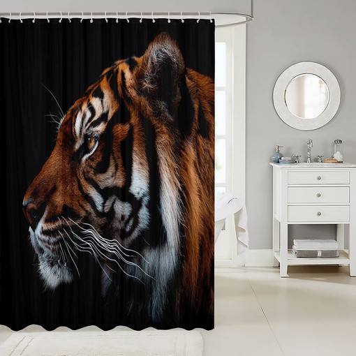 3D Tiger Wild Animals Heavy Fabric Bathroom Shower Curtain Home Decor - Image 2