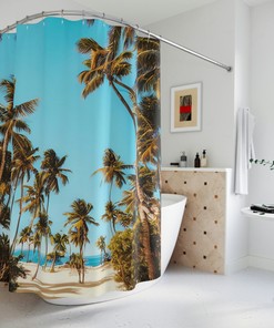 Abstract Art Palm Trees Shower Curtain for Your Modern Bathroom Decor