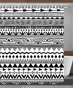 Abstract Lines Shower Curtain, Minimalist Bohemia Art, Bathroom Decor