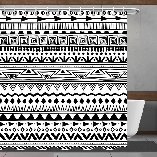Abstract Lines Shower Curtain, Minimalist Bohemia Art, Bathroom Decor