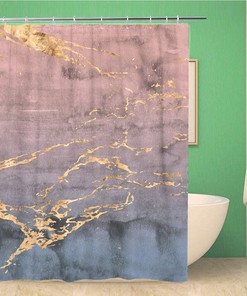 Abstract Rose Gold Marble Shower Curtain - Ombre Watercolor Fabric Bathroom Decor