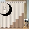 Abstract Star Moon Shower Curtain, Minimalist Bohemia Art, Bathroom Decor