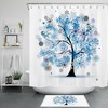 Abstract Tree Shower Curtain with Blue Ice Crystal Snowflakes for a Winter-Inspired Bathroom Decor