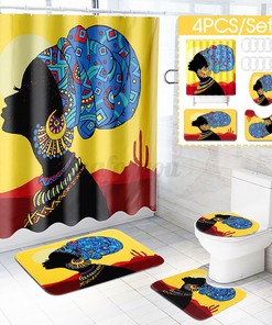 African American Art Shower Curtain for Cultural Bathroom Decor