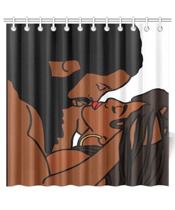 African American Couple Love Black Shower Curtain for Heartwarming Bathroom Decor