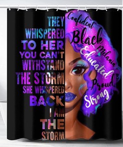 African American Girl Inspirational Slogan Bathroom Shower Curtain