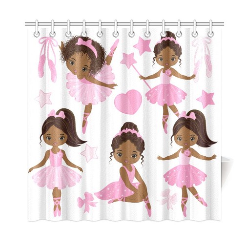 African American Girls Ballerina Bathroom Curtain - Free Worldwide Shipping for Home Decor