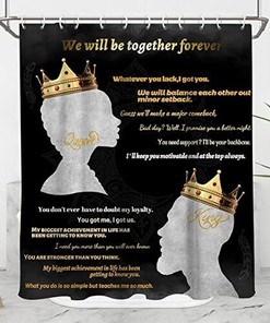 African American King Shower Curtain - Regal Black and Gold Bathroom Decor with Royal Print