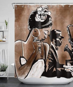 African American Woman Afro Black Girl Singing Jazz Jazzist Music Afrocentric Shower Curtain - Inspirational Bathroom Decor