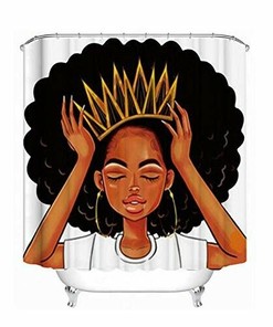 African American Women Girl with Crown Shower Curtain and Accessory Set