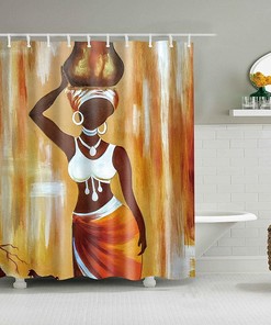 African American Women Waterproof Shower Curtain, Home Decor Bath Curtain with Beautiful Africa Girl Print