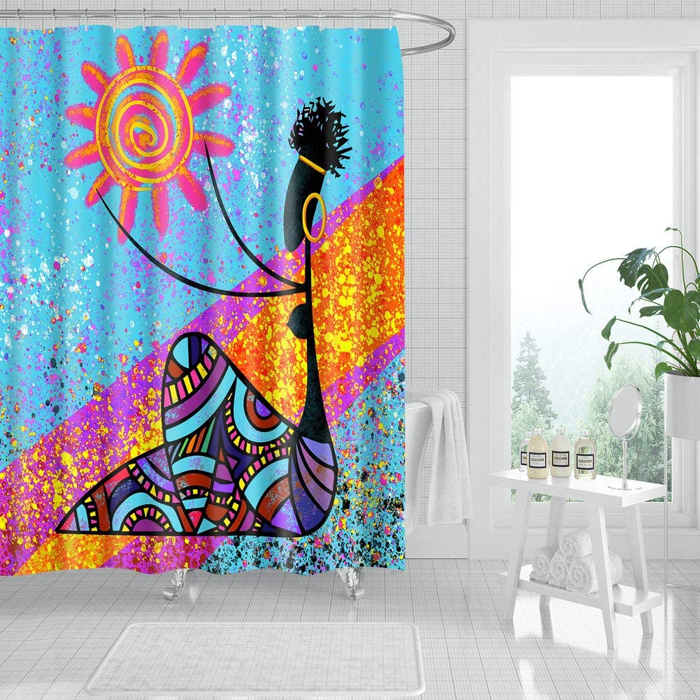 African Egyptian Woman Art Shower Curtain for Bathroom Decor - Image 2