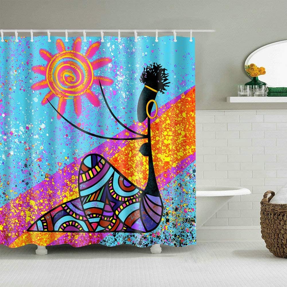 African Egyptian Woman Art Shower Curtain for Bathroom Decor - Image 3