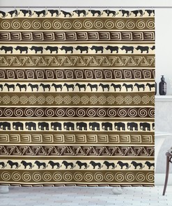 African Wildlife Geometric Pattern Shower Curtain