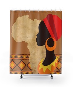 African Woman African Print Shower Curtain