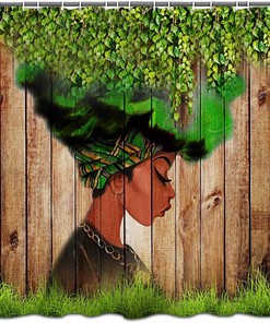 African Woman Watercolor Shower Curtain
