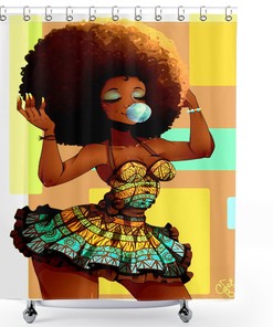 Afro Girl Desert Shower Curtain
