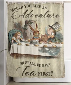Alice In Wonderland Tea Party Quotation Shower Curtain