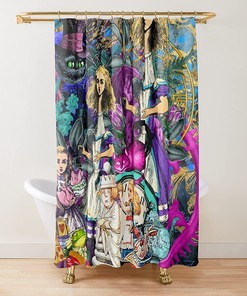 Alice in Vintage Wonderland Literary Fantasy Shower Curtain Bathroom Decor