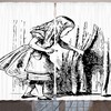 Alice in Wonderland Adventure Window Drapes for Living Room, Black White