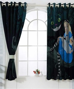 Alice in Wonderland Blackout Curtain Panel Fairytale Kids Grommet Top Window Treatment