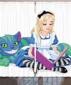 Alice in Wonderland Cartoon Curtains for Living Room, Multicolor