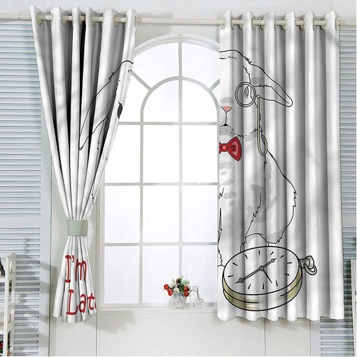 Alice in Wonderland Cartoon Rabbit Blackout Curtain Panel for Sliding Glass Door - Image 2