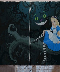 Alice in Wonderland Curtains - Cartoon Living Room Window Drapes