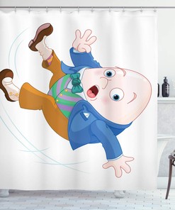 Alice in Wonderland Humpty Dumpty Falling Down Shower Curtain, Multicolor Bathroom Decor