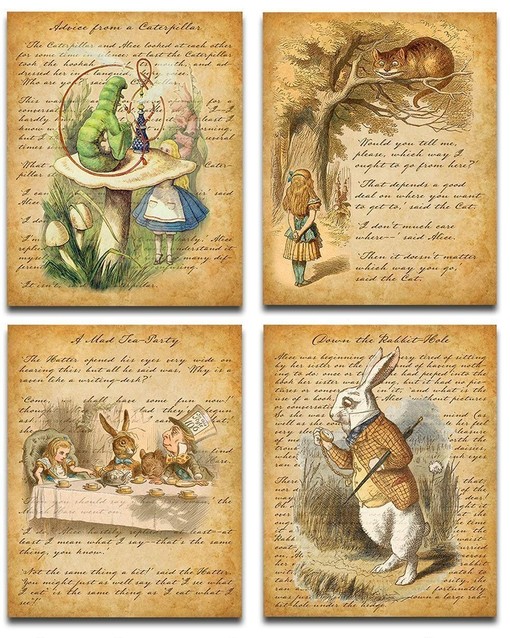 Alice in Wonderland Prints Set for Home Decor Wall Art