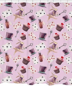 Alice in Wonderland Rabbit Shower Curtain Printed in USA