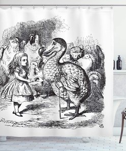 Alice in Wonderland Shower Curtain, Dodo Animal Adventures Big Bird Sketch Theme- Home Decor