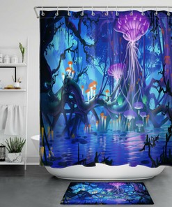 Alice in Wonderland Shower Curtain with Quote for Literary Bathroom Decor