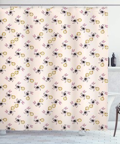 Alice in Wonderland White Rabbit Cartoon Shower Curtain, Fantasy Bathroom Decor