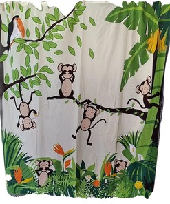 Allure Monkey Shower Curtain - Bright Flowers Bananas Vibrant Cute Unisex Bathroom Decor with Home Decor