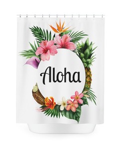 Aloha Hawaii Shower Curtain - Retro Surf Fabric Bath Curtains