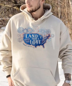 American Map Tee with Fireworks and July 4th Established in 1776