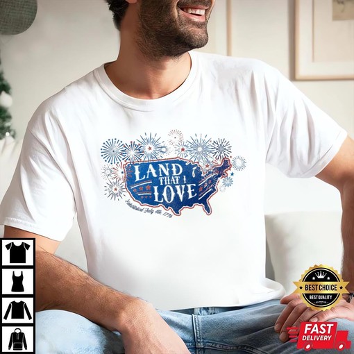 American Map Tee with Fireworks and July 4th Established in 1776 - Image 2