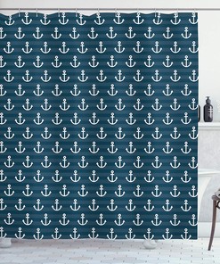 Anchor Adventure Cottage Nautical Shower Curtain Blue Bathroom Decor