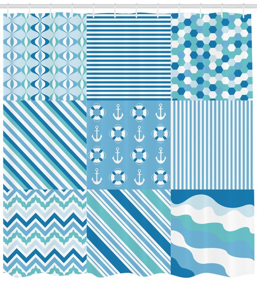 Anchor Zigzag Shower Curtain - Nautical Bathroom Decor with Patterned Design - Image 2