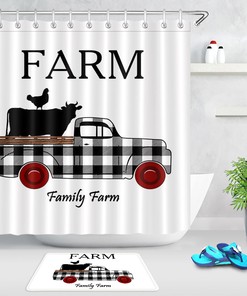 Animal Farm Truck Retro Shower Curtain for Rustic Bathroom Decor