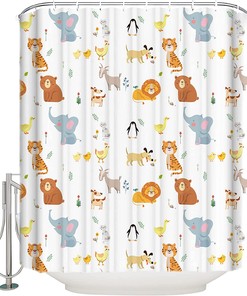 Animal Tiger Lion Elephant Penguin Shower Curtain for Home Bathroom Decor