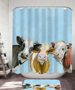 Artistic Painted Cow Shower Curtain for Bathroom Decor